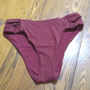 Andie Bikini SMALL Bottom TRUFFLE RUCHED SIDE Summer Vacation NEW BROWN BURGUNDY